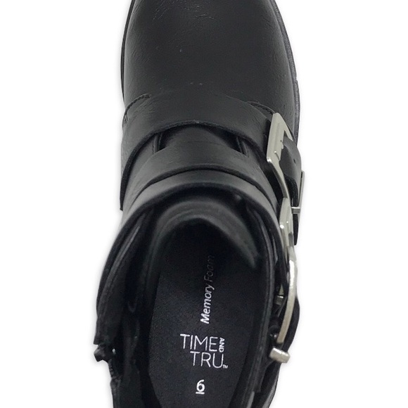 Womens TIME and TRU Stylish Black Buckle Ankle Boot Size 10 Size Zip New - Picture 5 of 7